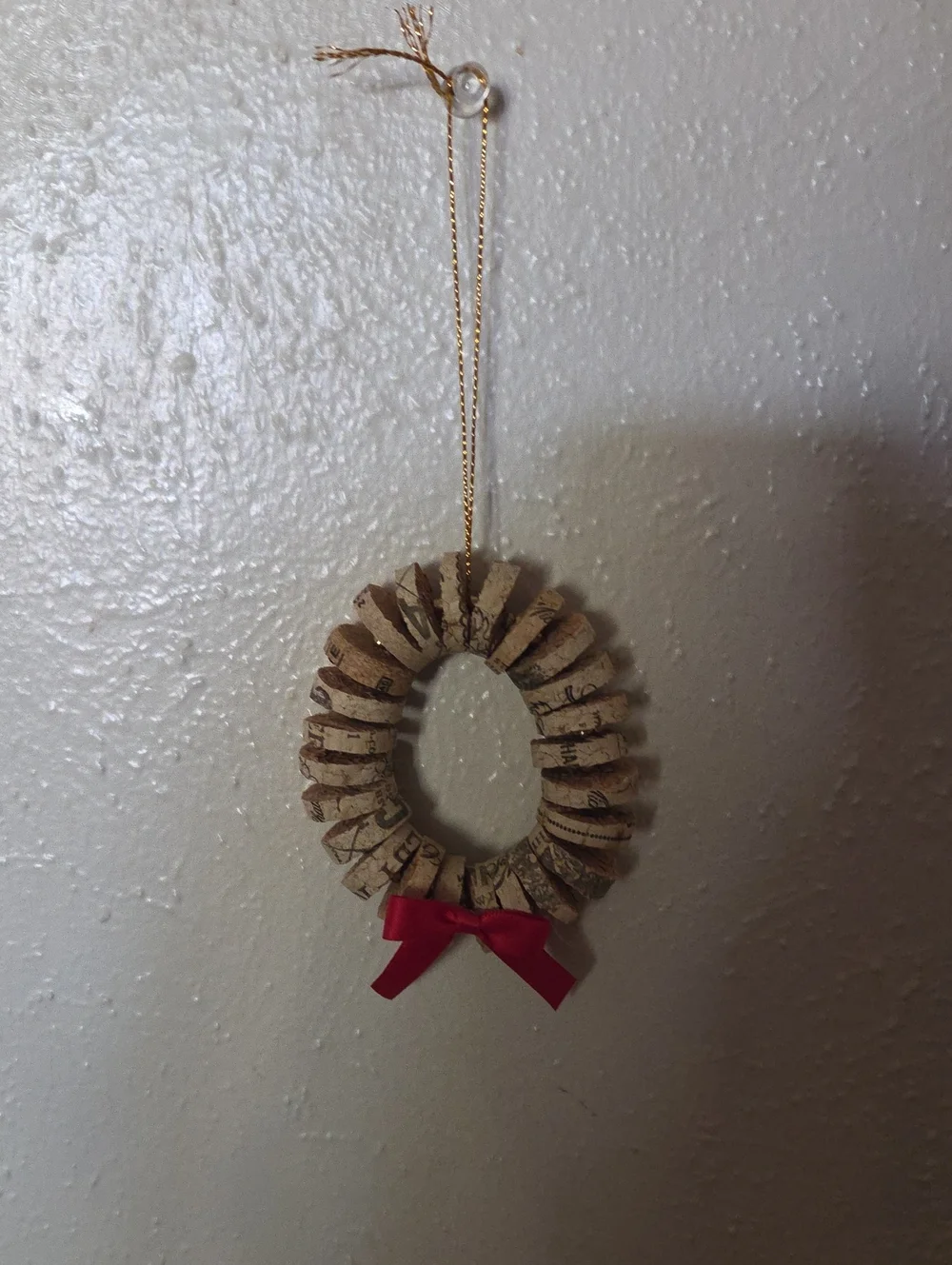 Wine Cork Mini Wreath with Red Bow